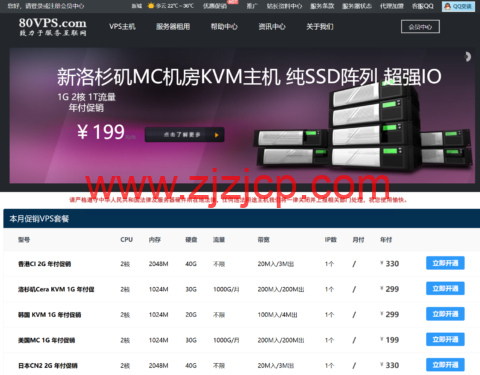 80VPS：圣何塞/洛杉矶机房独服，E3-1230v3/32GB/2TB/30M CN2 线路，350 元/月